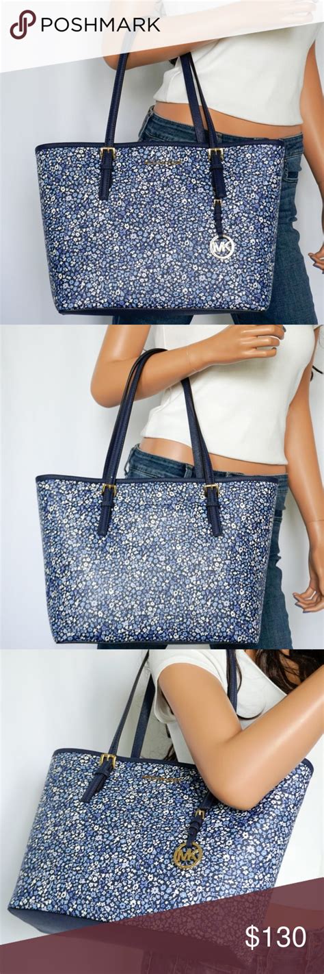 michael kors medium carryall tote navy floral|michael kors marilyn medium.